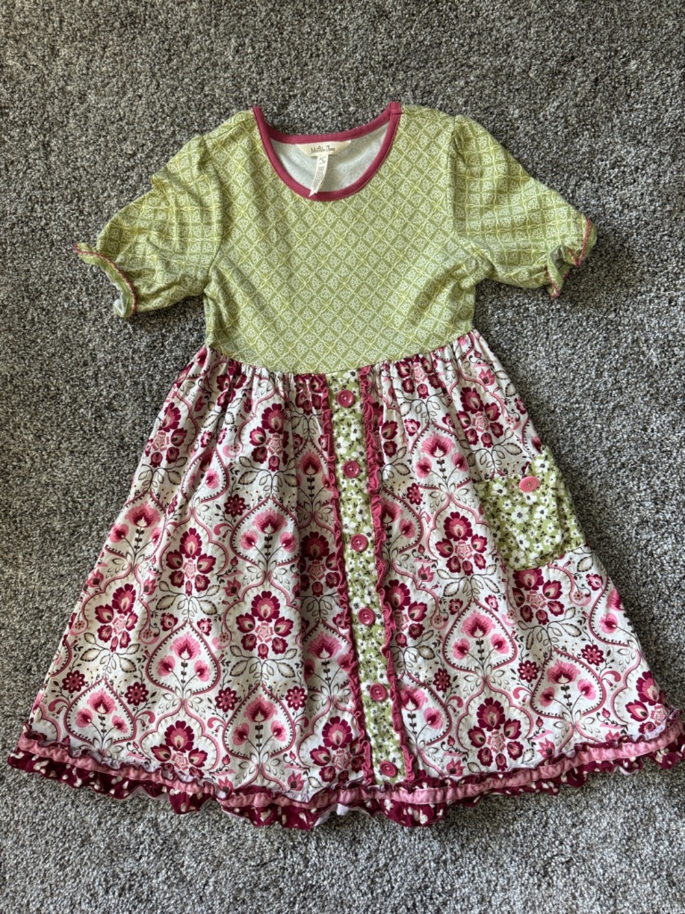Matilda Jane Pink & Green Floral Button-Front Dress